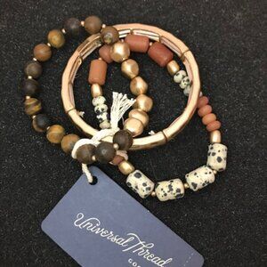 3/$25 NWT Universal Thread 3-Piece Beaded Stack Bracelet Set neutral stones